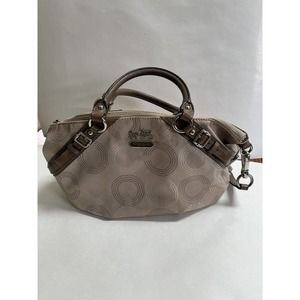 Coach Handbag Purse Beige Brown Convertible Strap Handle 12"